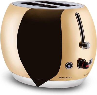 BUGATTI  BUGATTI-Romeo-Toaster, 7 níveis de torrar, 4 funções-Pinças não incluídas-870-1035W-Ouro Amarelo